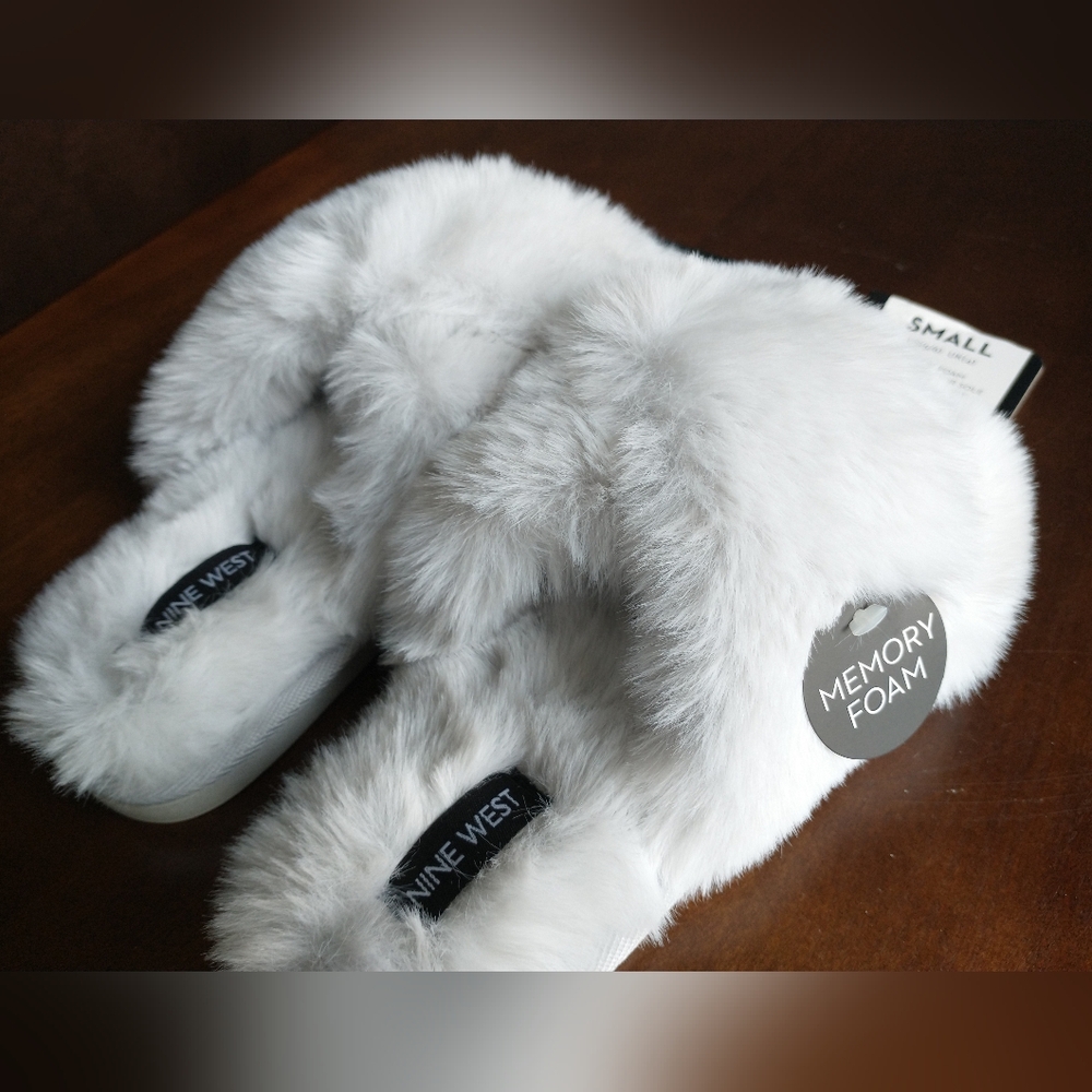 Nine West Fluffy Slippers, NWT - Picture 3 of 8